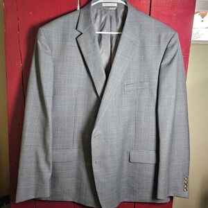 Lauren Ralph Lauren Men's Houndstooth/line Blazer Coat 52R Wool Blend Gray Blue